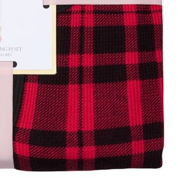 VS L Thermal Long Pajama Set Adorable Plaid Checkered Red Black PJ P.J. PJs NWT - Picture 14 of 14